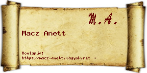 Macz Anett névjegykártya